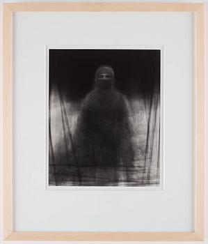 Ken Kitano, "Piling Portraits of 23 Muslim women wearing burkas (Niva, Bagachara, Bangladesh)", 2008.