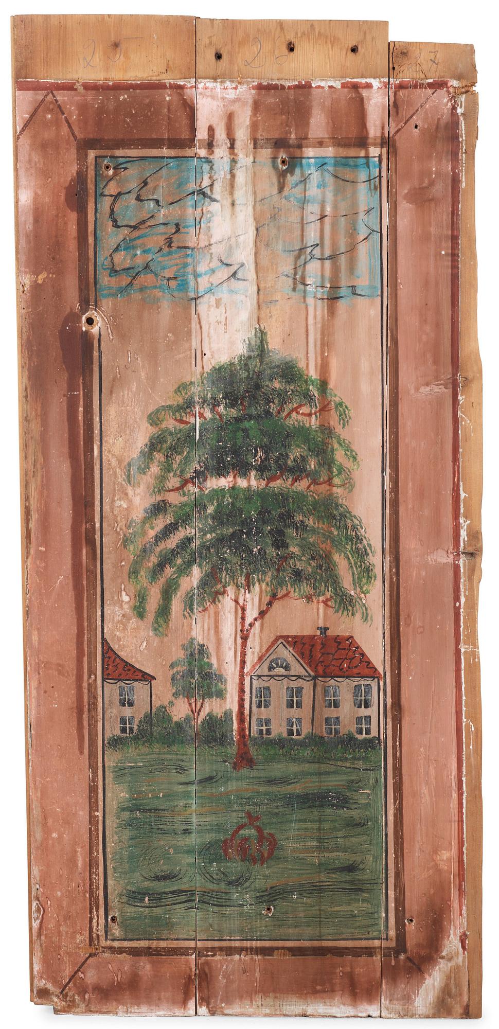 A set of Swedish mid 19th century wooden painted panels.