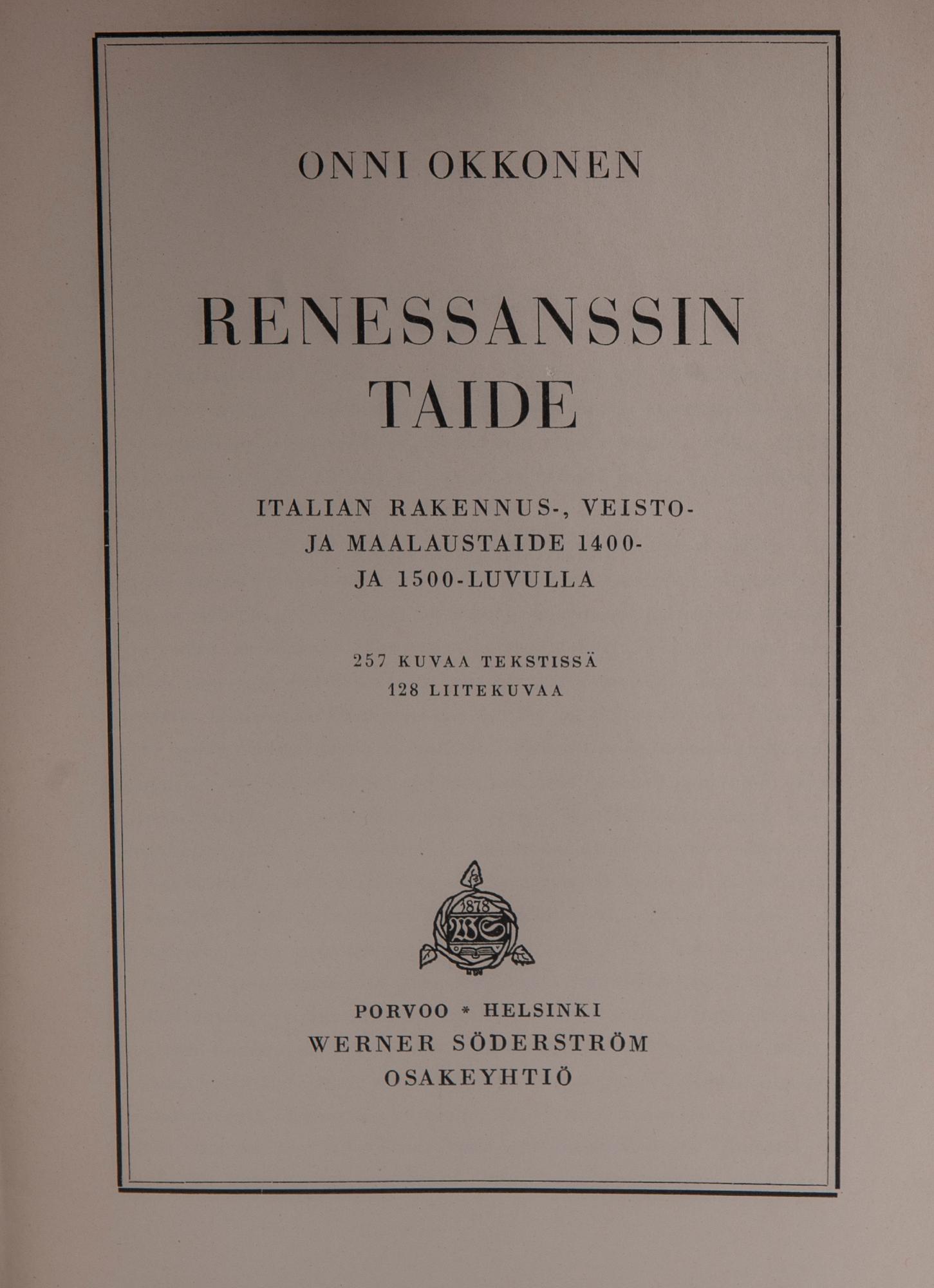 KONSTBÖCKER, 5 st, Werner Söderström Borgå 1940-tal.