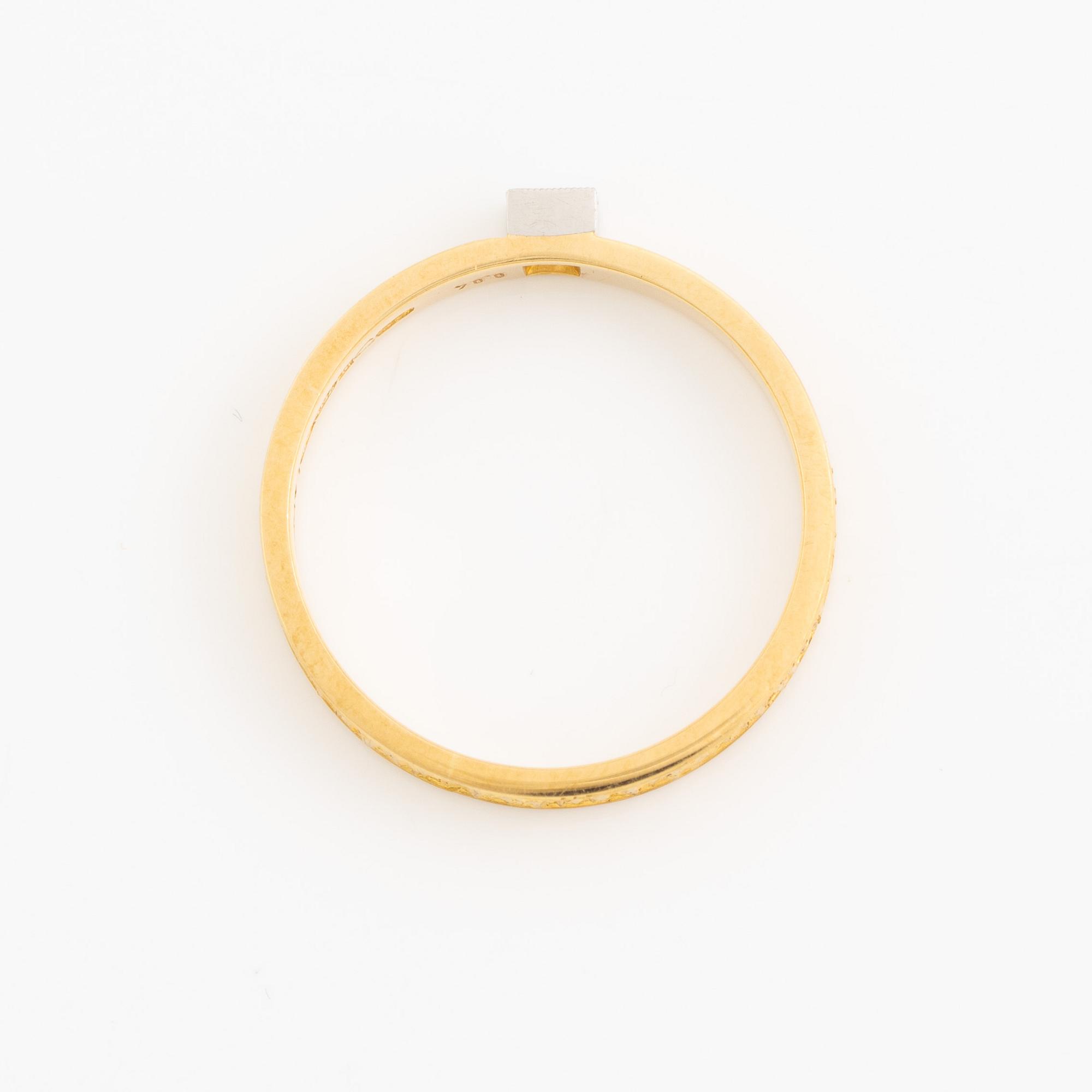 Björn Weckström, Ring, 18K gold with a round brilliant-cut diamond, Finland 1978. By Lapponia.