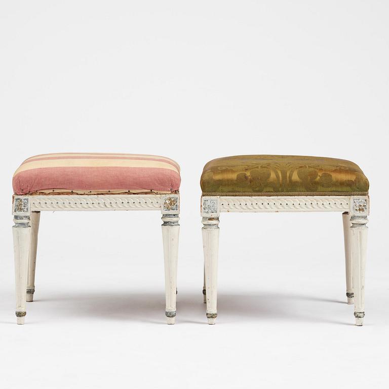 A pair of Gustavian stools by J. E. Höglander (master in Stockholm 1777-1813).