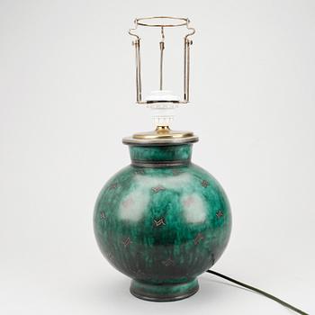 VAS / BORDSLAMPA, stengods, "Argenta", Wilhelm Kåge, Gustavsberg.