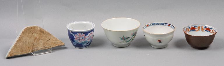 SKÅLAR, 5 st, porslin, Kina, 1700-1900-tal.