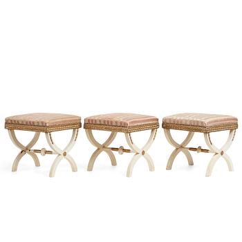 66. A set of three late Gustavian stools.