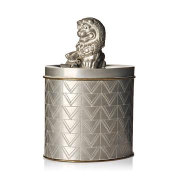 122. Anna Petrus, a lidded pewter jar with brass linings model "A 462", Firma Svenskt Tenn, Sweden 1928.