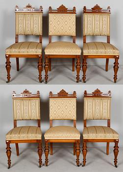 SALONGSMÖBEL, 7 delar, nyrenässans, sent 1800-tal.