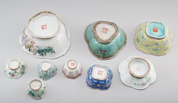 SKÅLAR, 9 st, porslin, Kina, 1800-/1900-tal.
