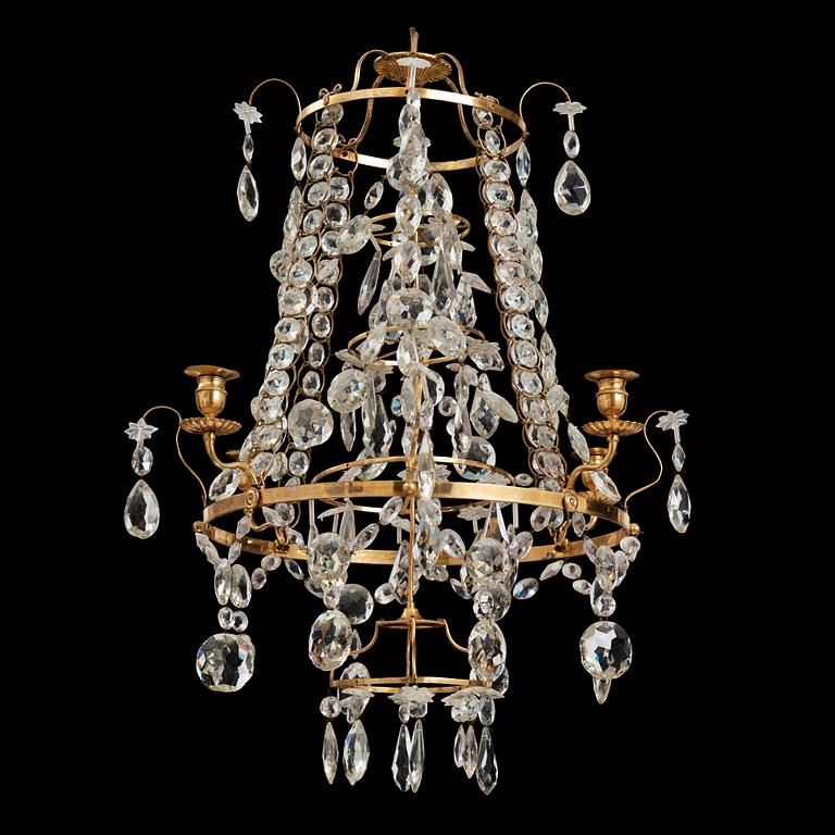 A Gustavian four-light chandelier, by O Westerberg (Stockholm circa 1769-1811), late 18th century.