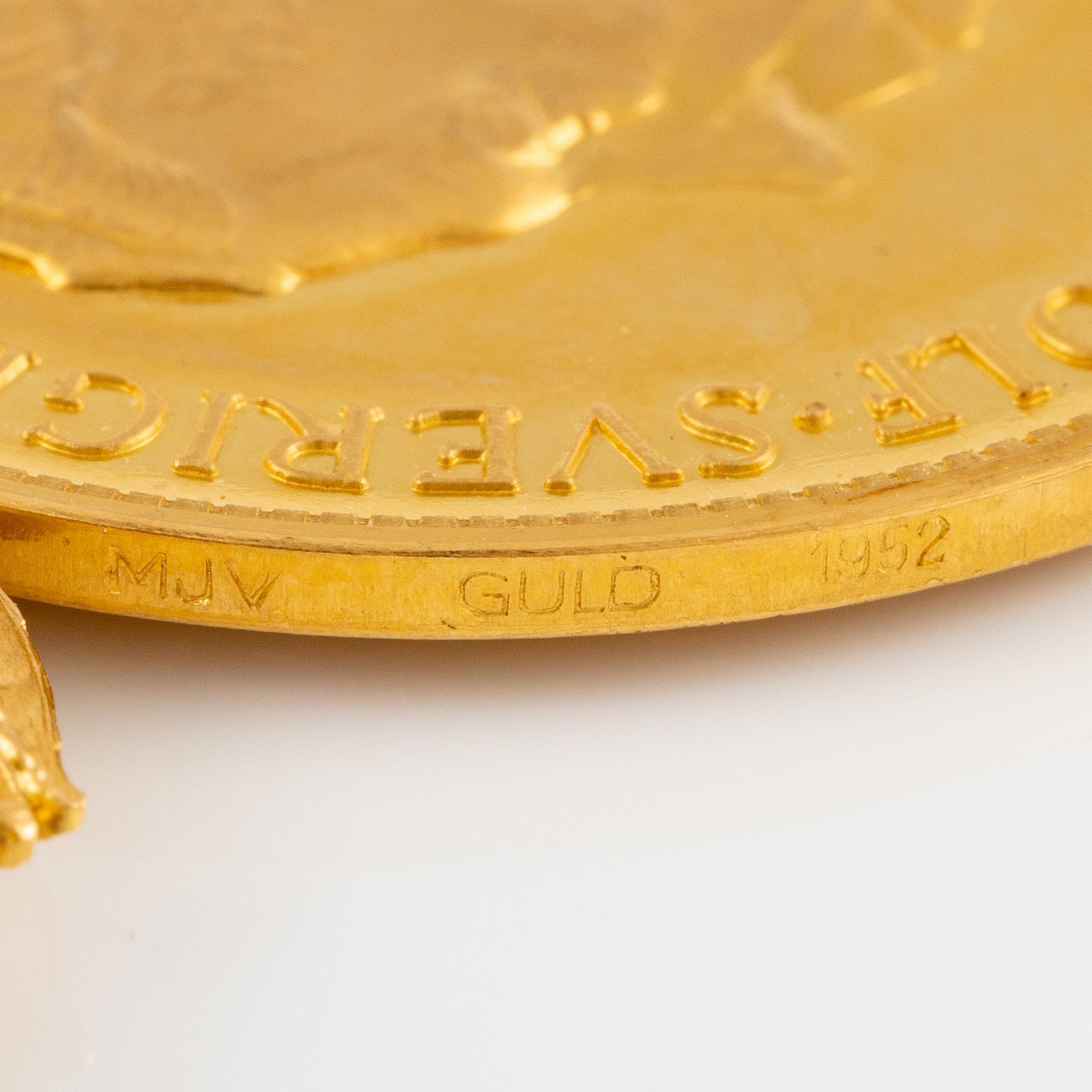 Medal, 18k gold, Sweden, Gustav VI Adolf.