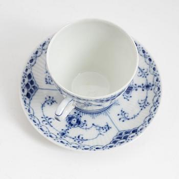 A 56 piece dinner and coffee service, half lace 'Musselmalet', Royal copenhagen, Denmark.