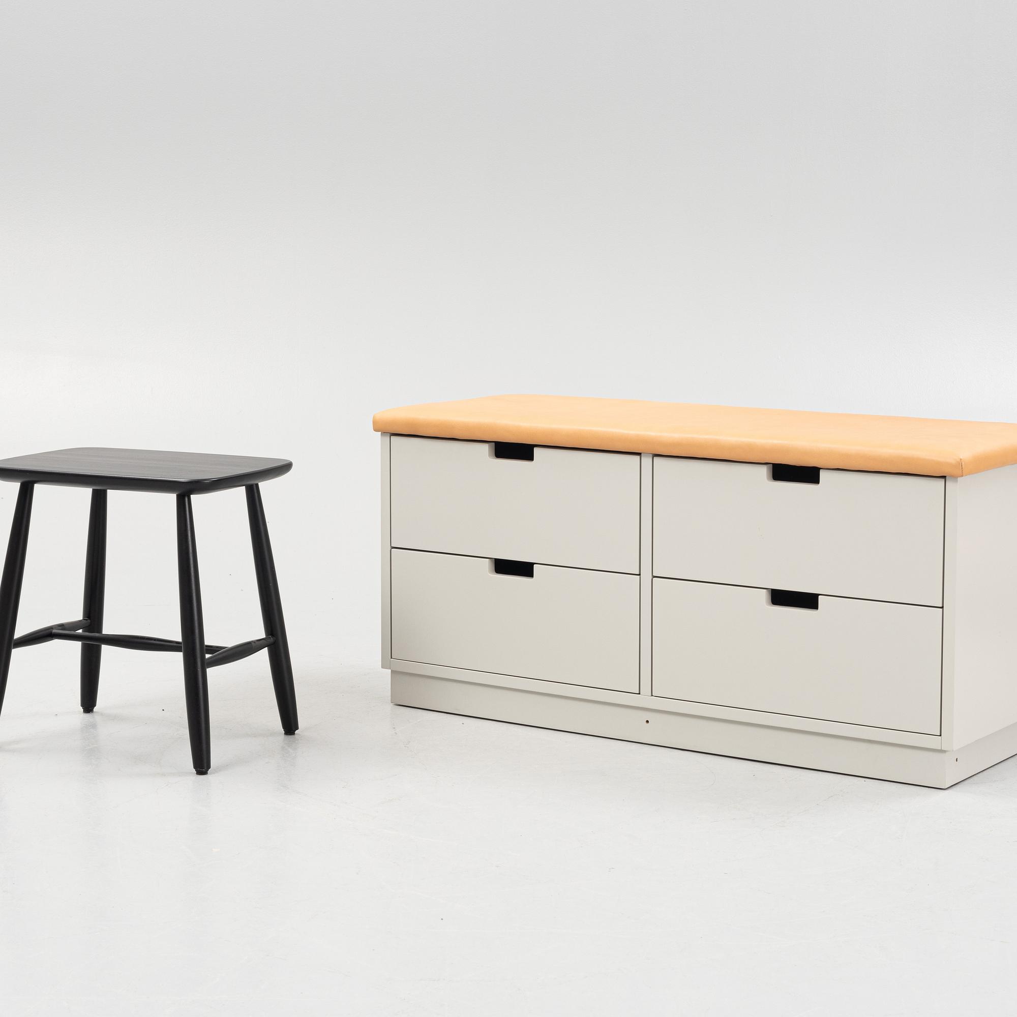 A bench and stool by Nirvan Richter, Norrgavel.