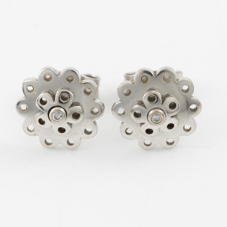 Charlotte Lynggaard, Ole Lynggaard, a pair of earrings, 18K white gold with small brilliant-cut diamonds.