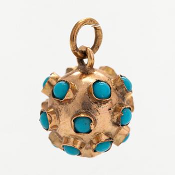 A 14K gold pendant with glass stones. Finnsh import marks.