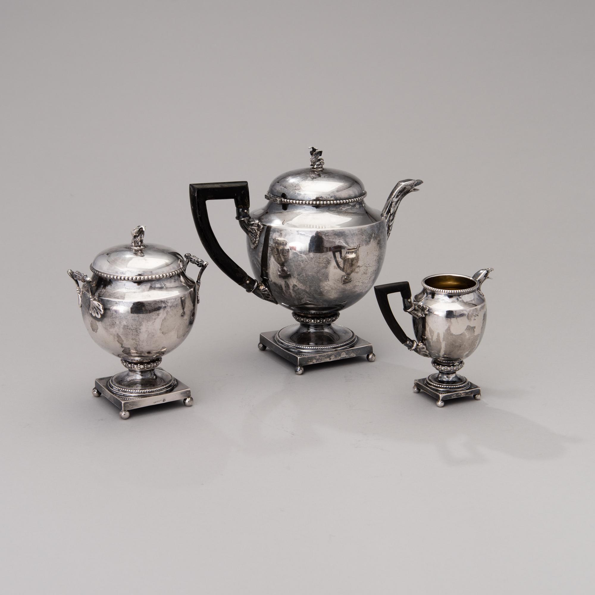 A three piece silver coffee set, Germany ca 1900.