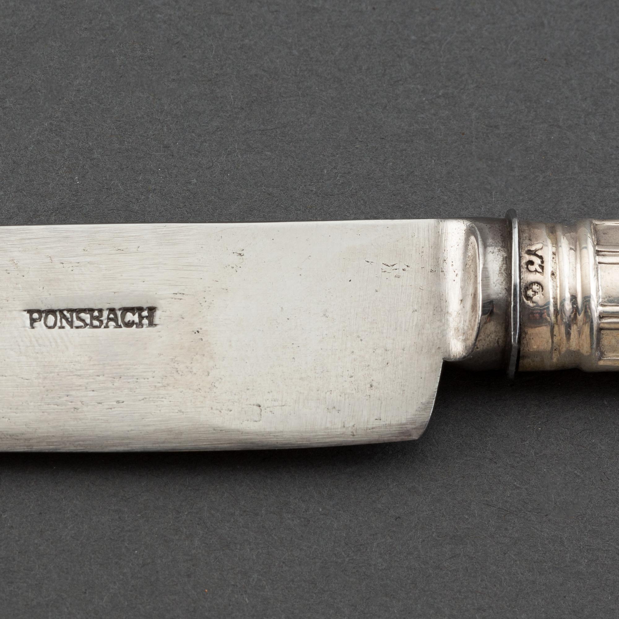 AI Björkman, matknivar, 6 st, silver, Gammal Fransk,  Stockholm 1829.