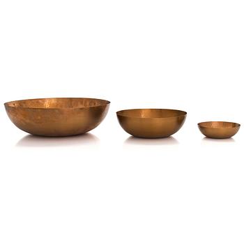 Tapio Wirkkala, a set of three 1970's bronze bowls model TW 476, Kultakeskus, Hämeenlinna.