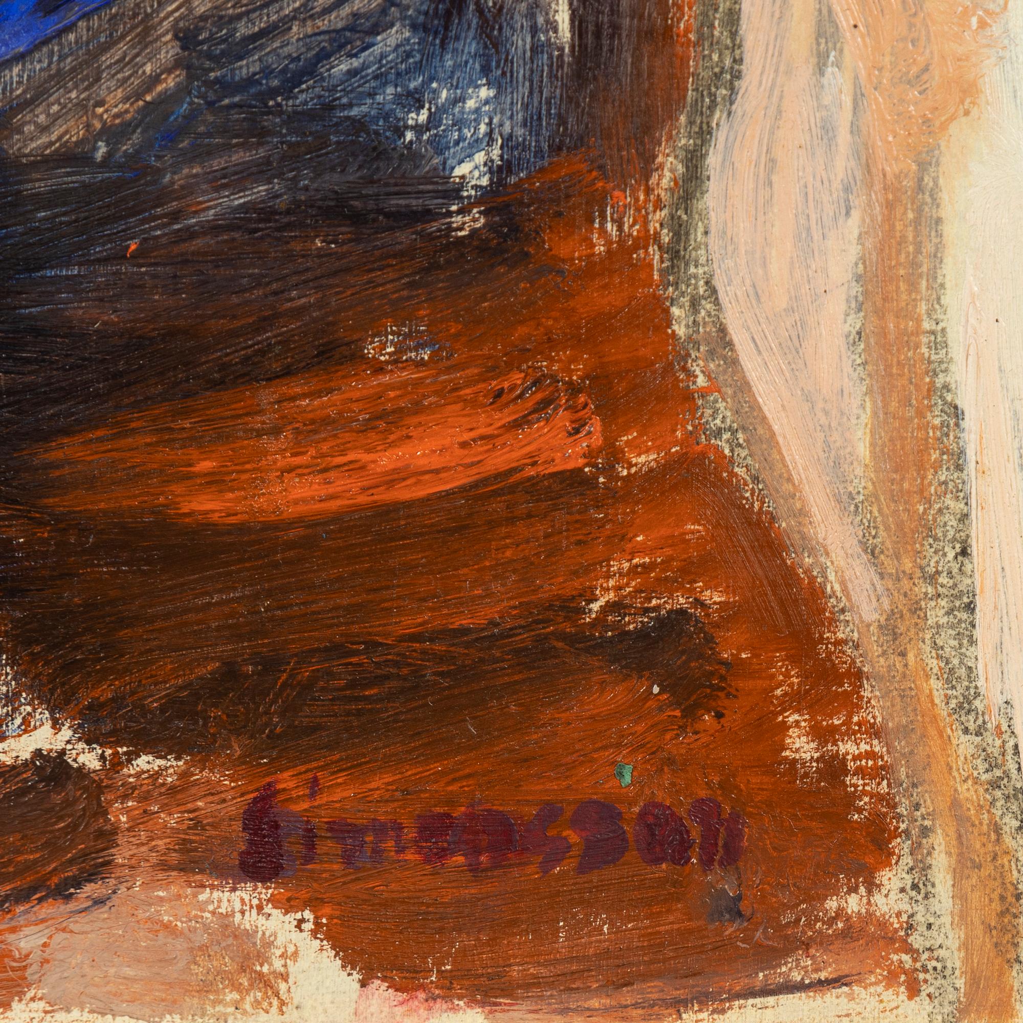 Birger Simonsson, olja på duk, signerad av dödsboet.