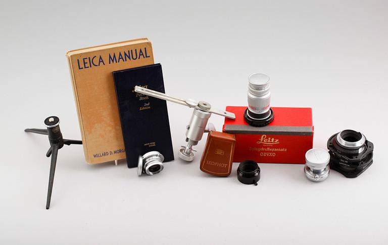 KAMERA med OBJEKTIV och VISOFLEX I, 1+3+1, Leica IIIg, nr. 877 071, Ernst Leitz, GMBH Wetzlar, Tyskland. 1957.