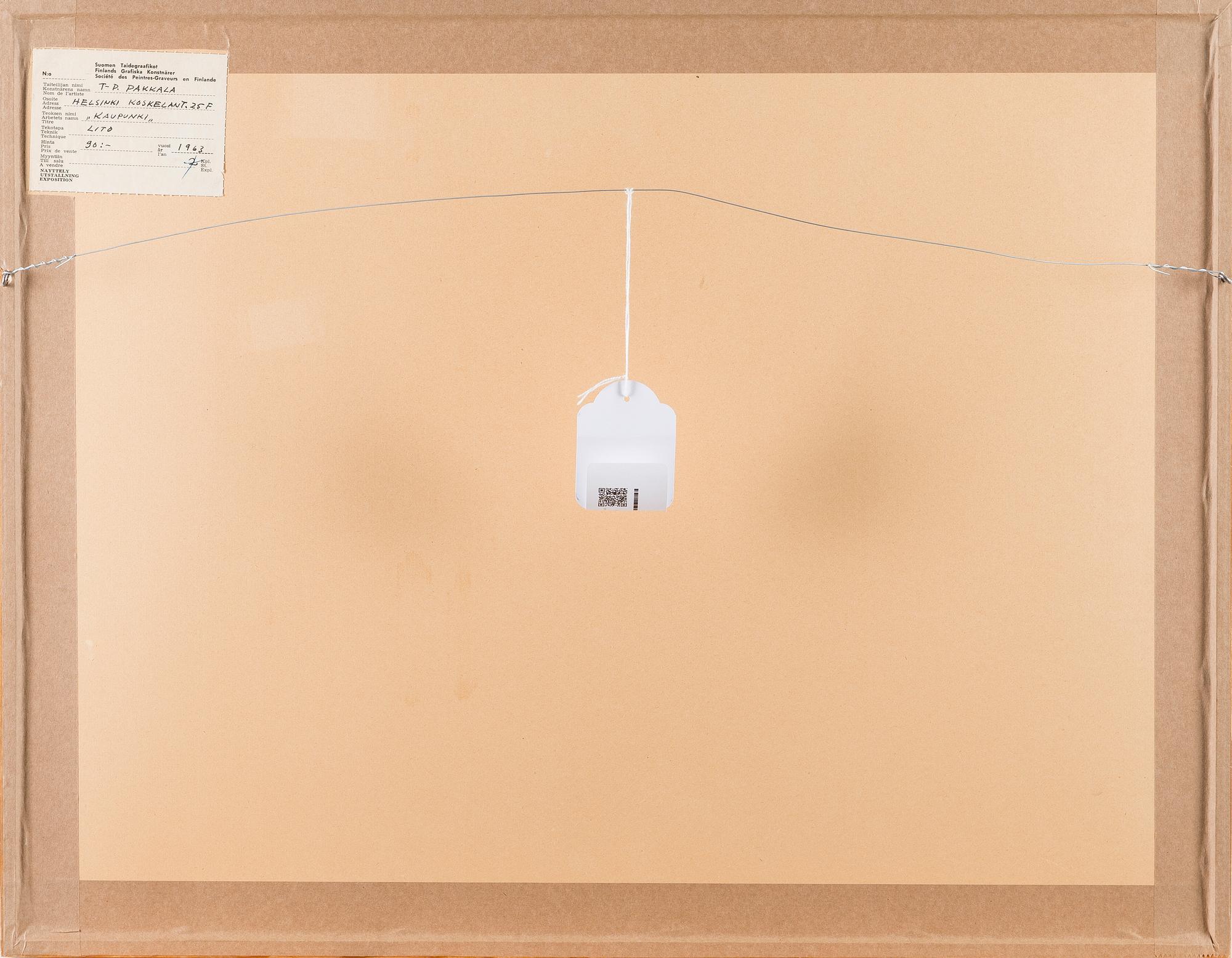 TEUVO-PENTTI PAKKALA, litografia, signeerattu ja päivätty -63, numeroitu 12/25.