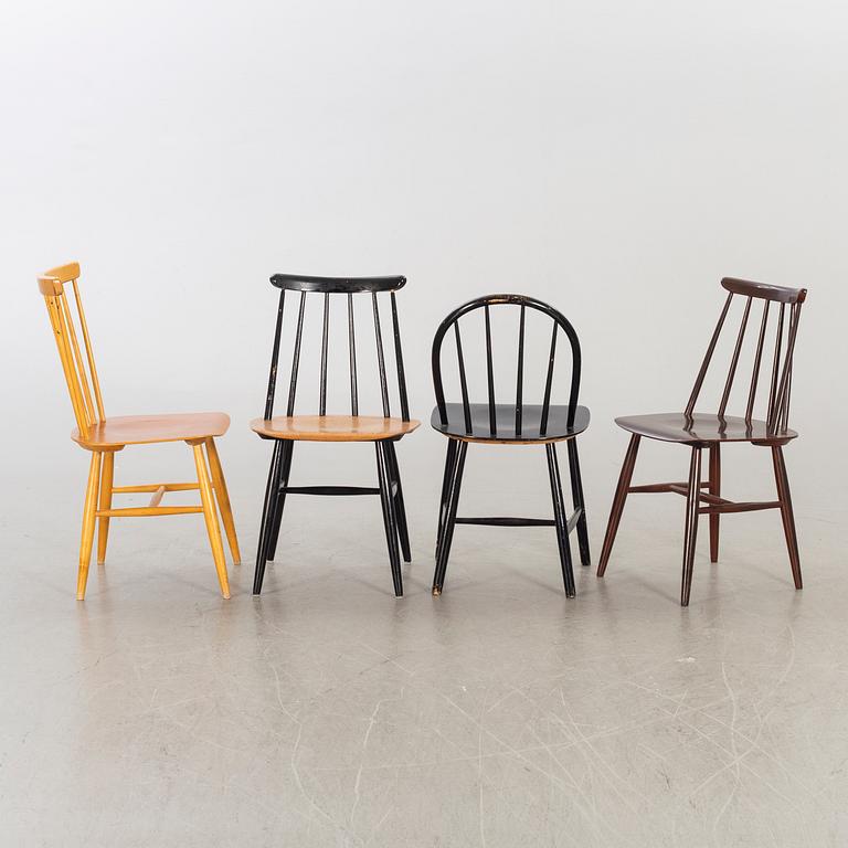 PINNSTOLAR, 9 st, Bl.a. Fanett (Edsbyverken), Nesto (Nässjö Stolfabrik), 1900-talets mitt.