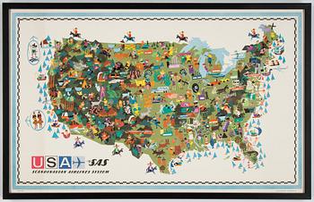 A Scandinavian Airlines System vintage commercial poster from 1961.