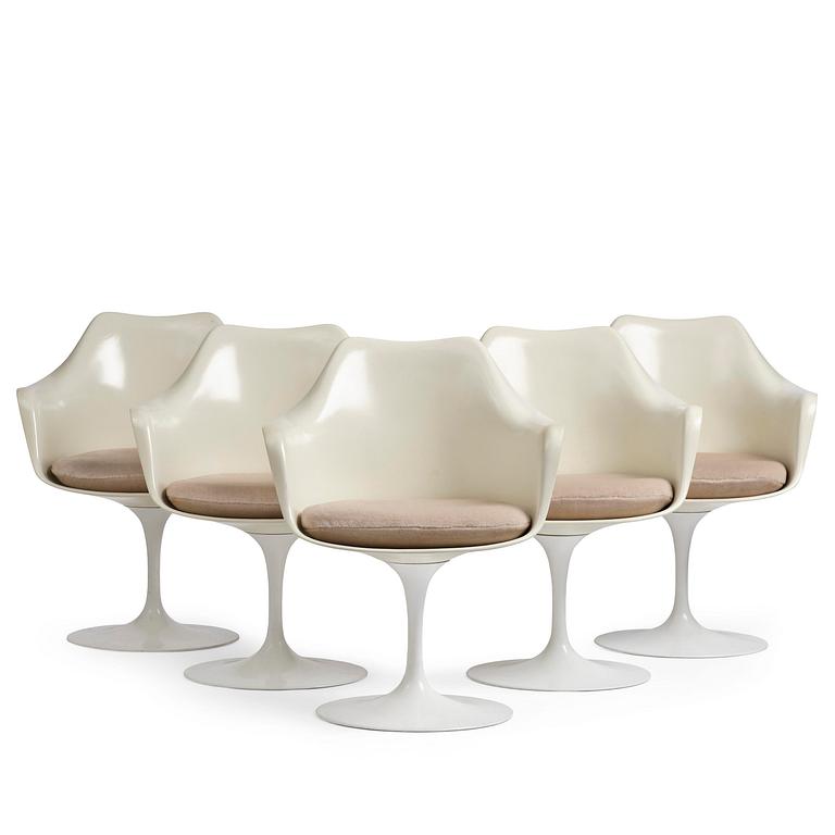 Eero Saarinen, stolar, fem stycken, "Tulip", Knoll International, 1960-70-tal.