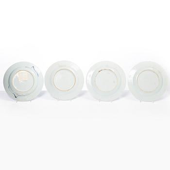A group lot of 12 blue and white Chinese Export dishes, Qing dynasty, 18th century.