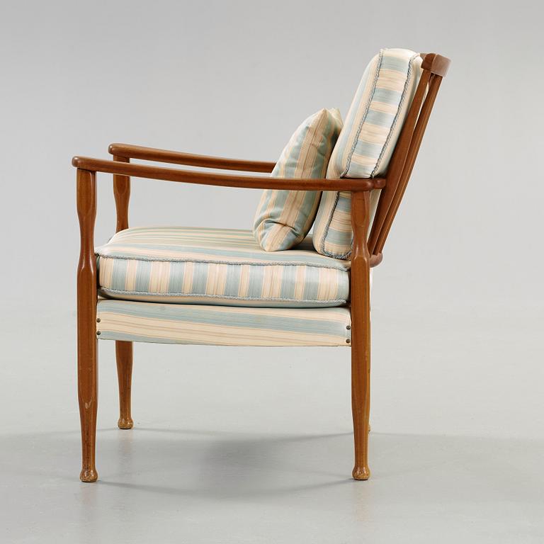 A Josef Frank mahogany armchair, Svenskt Tenn, probably 1940's-50's.