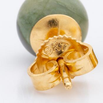 LYNGGAARD 2 rader jaspis ca 10 mm och röda stenar ca 10 mm utan lås samt örhängen 18K guld m jaspis ca 7 mm,originaletui.