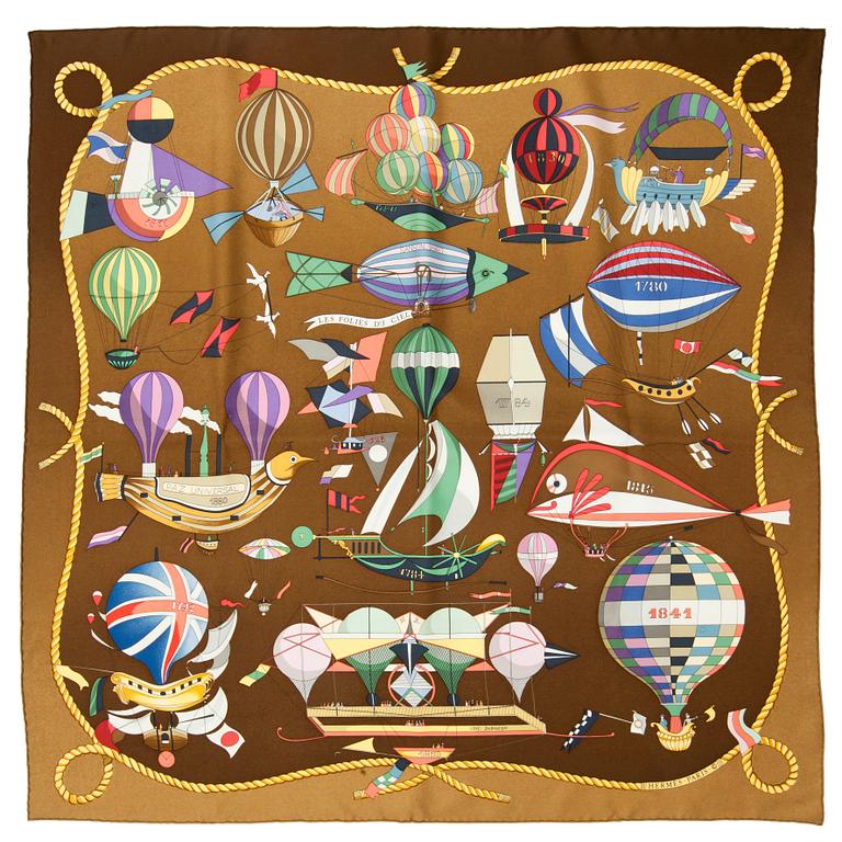 HERMÈS, scarf, "Les folies du ciel".