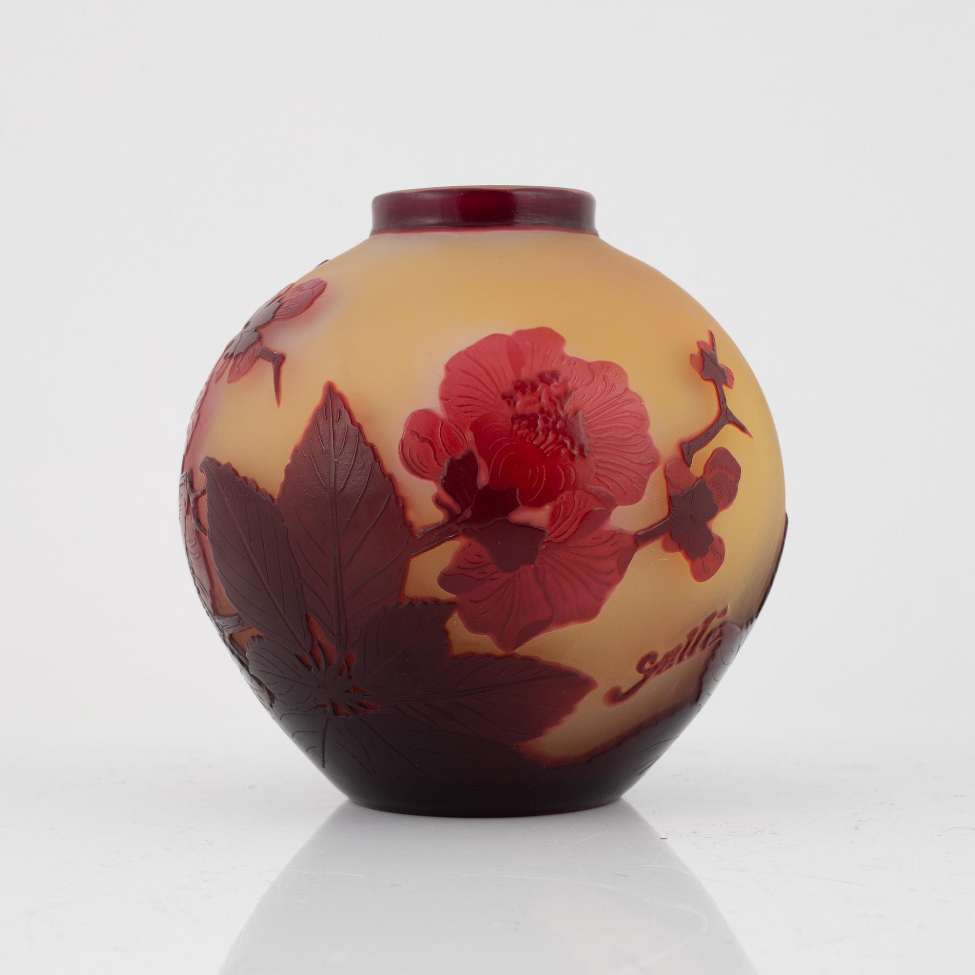 Emile Gallé,  an Art Nouveau cameo glass vase, Nancy France.