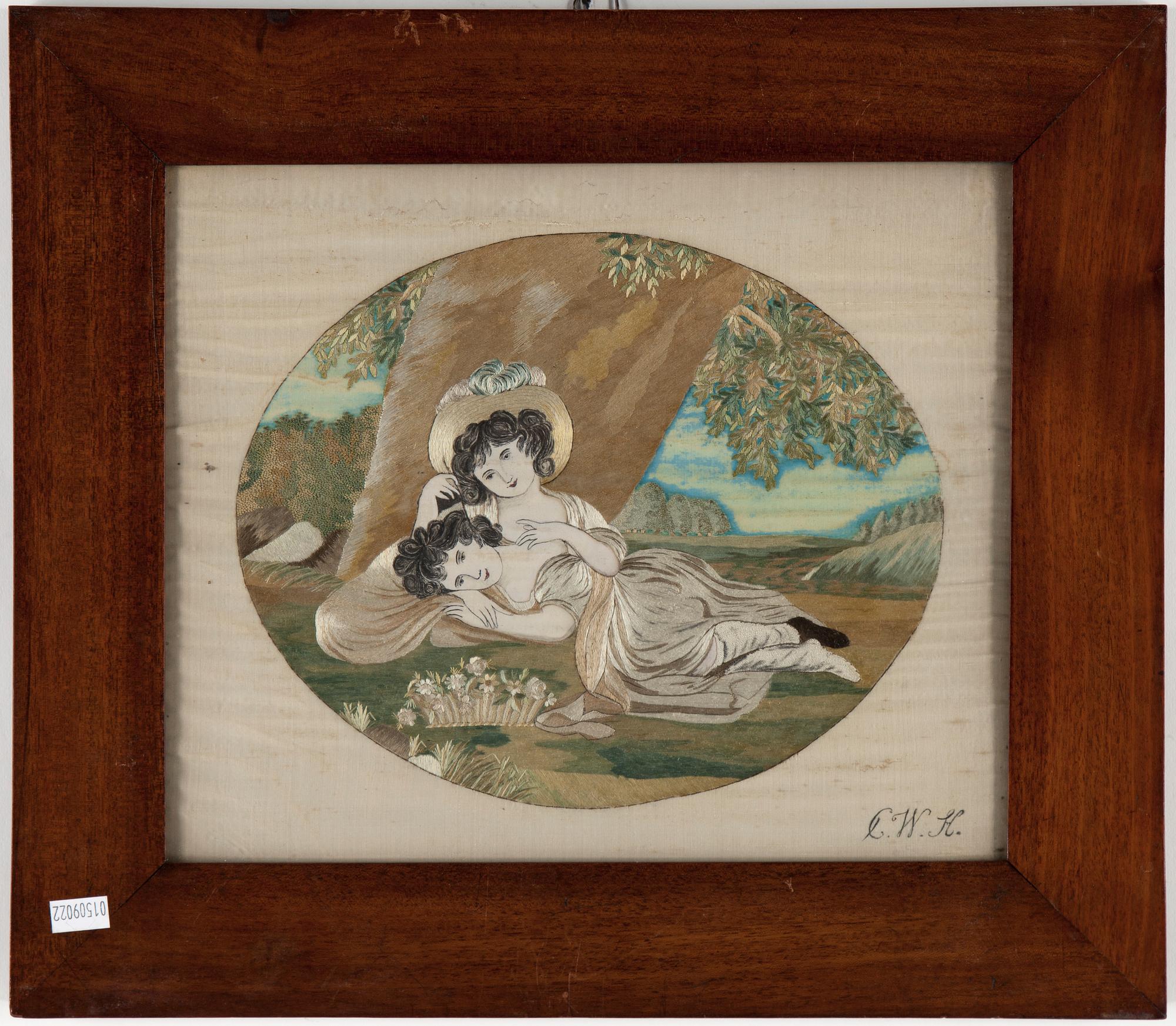 SIDENBRODERIER, ett par. 1800-talets första hälft.