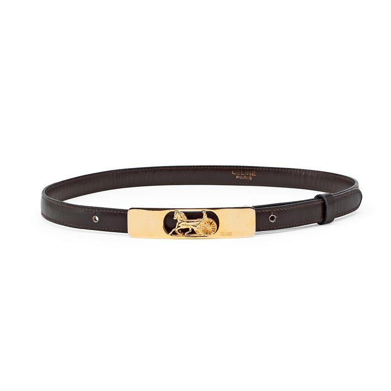 CÉLINE, a brown leather belt.
