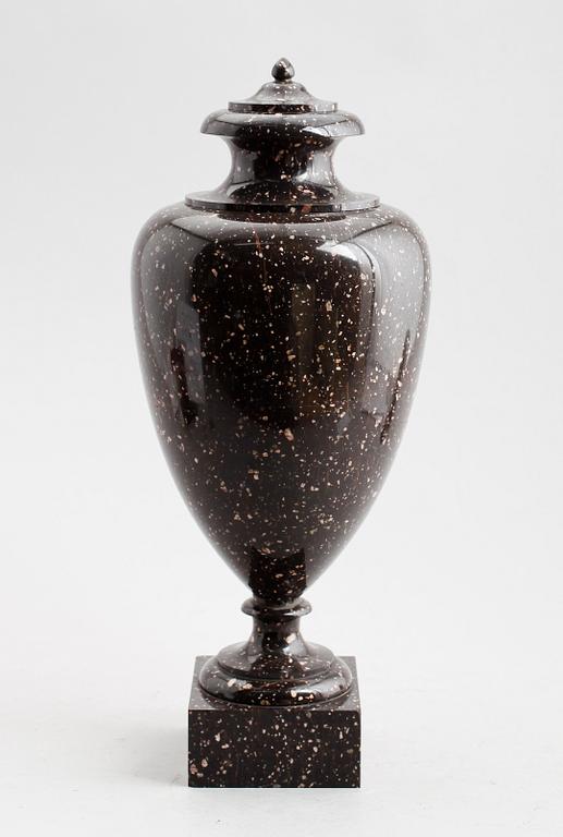A late Gustavian early 19th century porphyry urn.