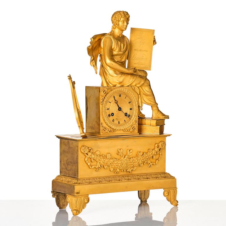 A French Empire mantle clock, early 19th century.