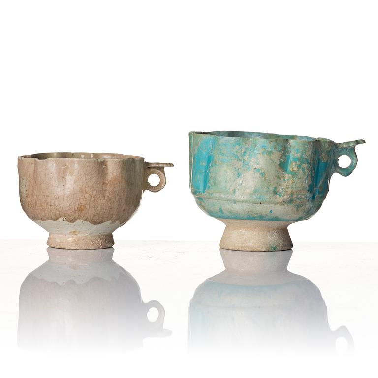 Two pottery jugs, Central Asia, 13th century.