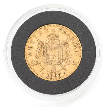 Guldmynt, Frankrike, Napoleon III, 20 Francs, 1868.