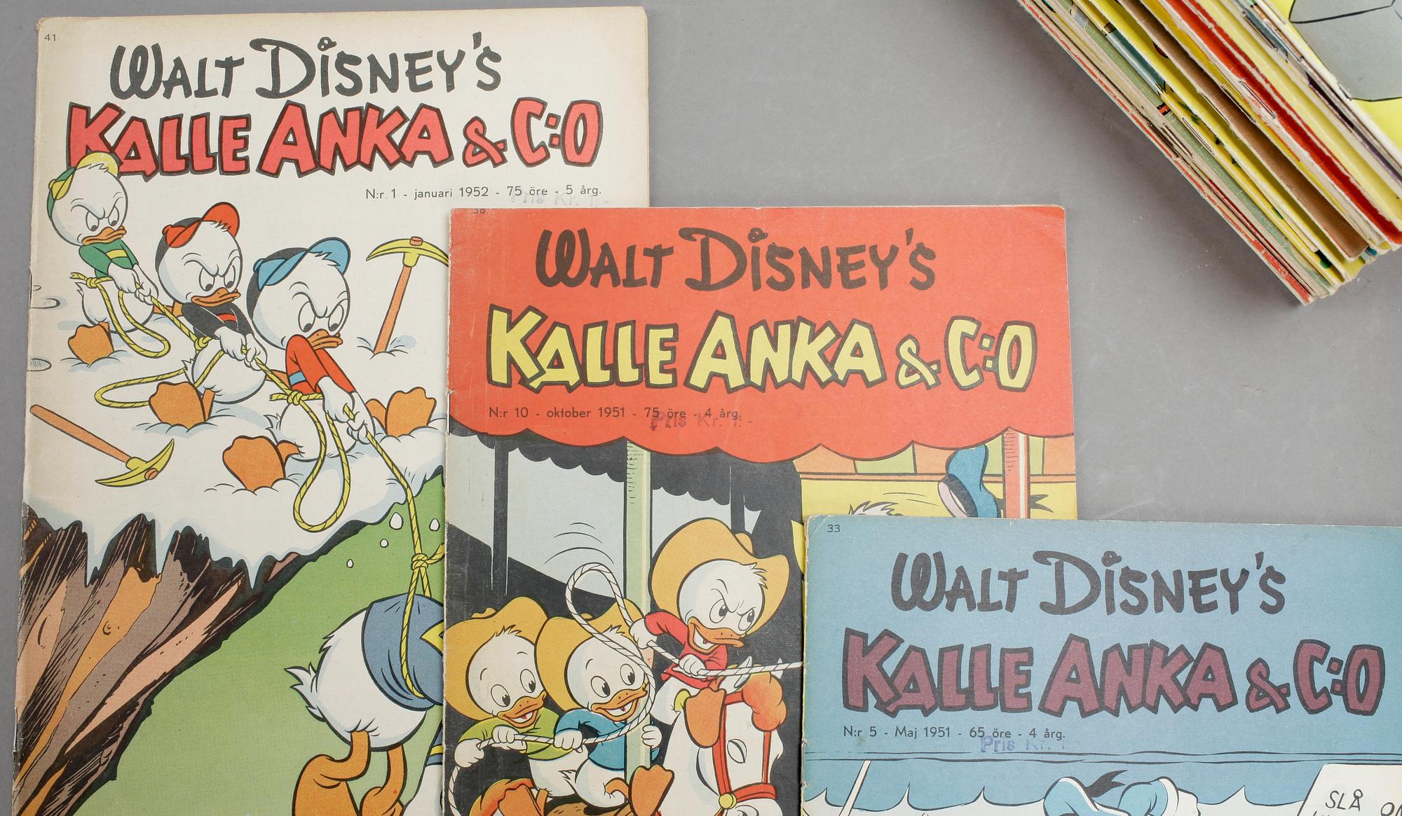SERIETIDNINGAR, Kalle Anka, årgångar 1951-1965.