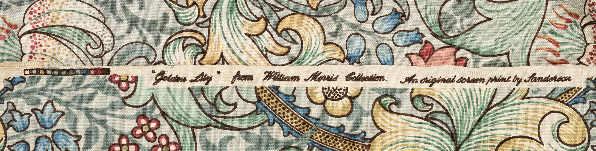 John Henry Dearle, curtains, 6 pcs, "Golden Lily", William Morris Collection, Sanderson, England.