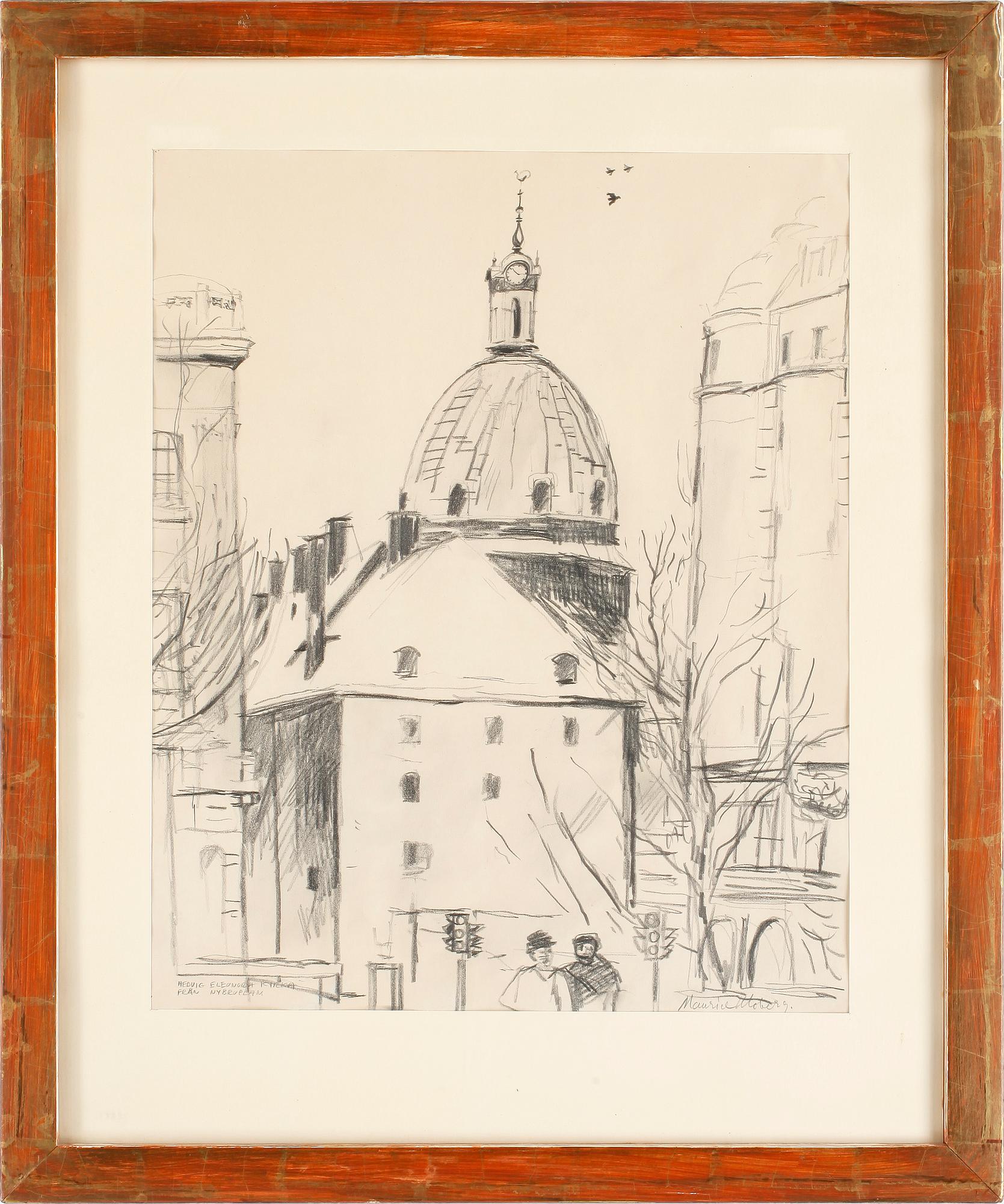 MAURICE MOBERG, 2 st blyertsteckningar, signerad.