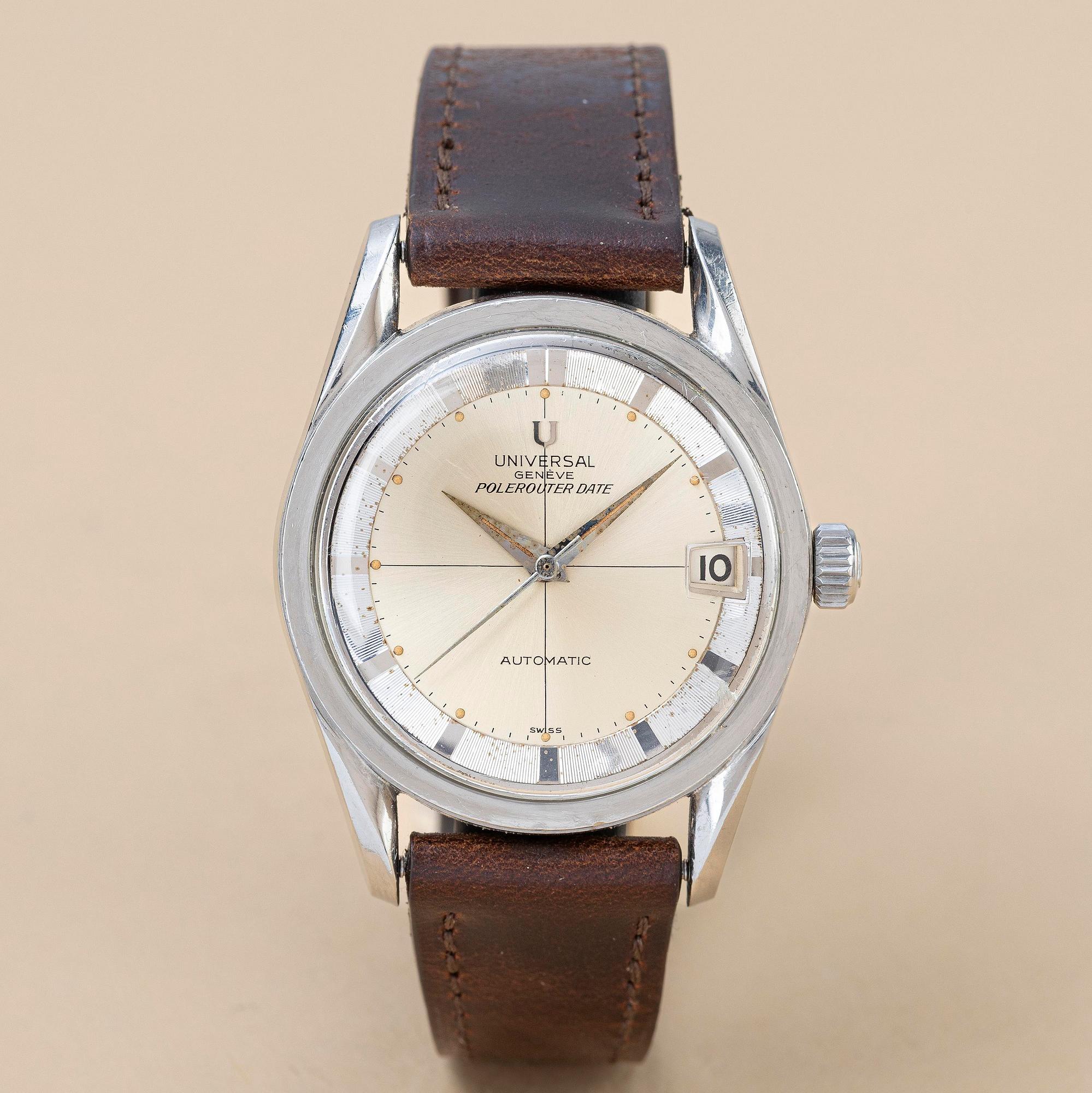 Universal Genève, Polerouter Date, "Crosshair" Dial, ca 1963.