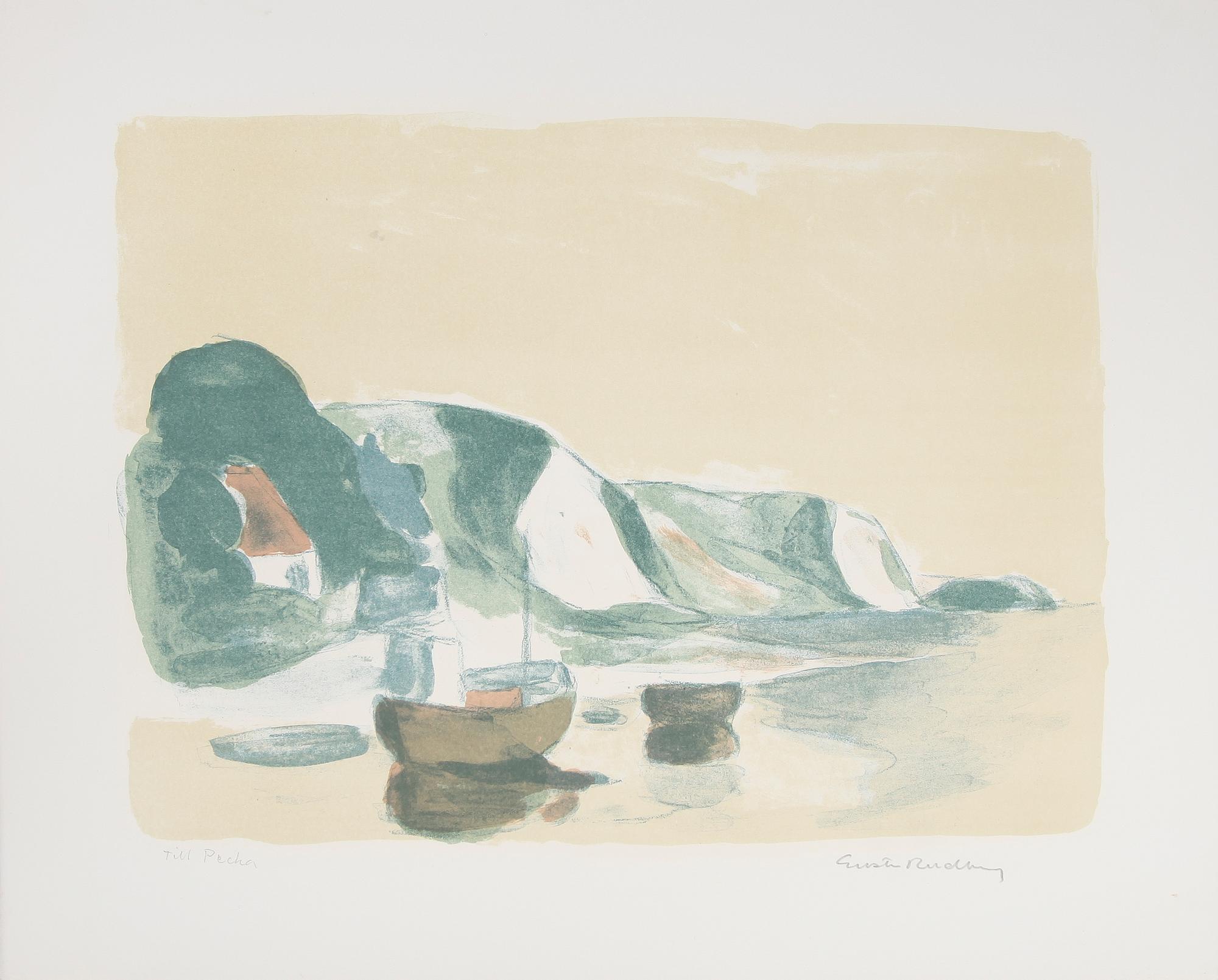 GUSTAV RUDBERG, mapp, 10 färglitografier, Konstfrämjandet, Stockholm 1968, signerade.
