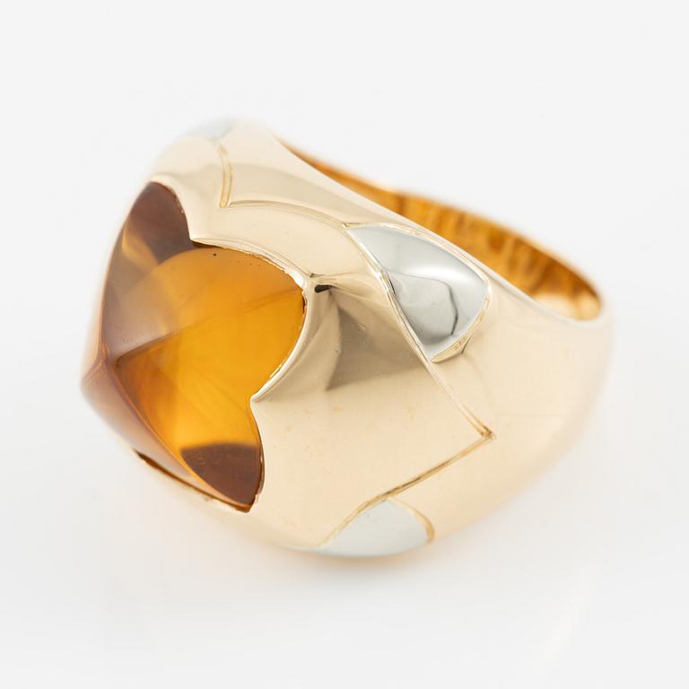 Bulgari, ring, "Pyramid", 18K gold with citrine.