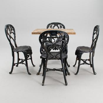 An early 20th century five piece garden suite for Porin Konepaja (Björneborgs Mekaniska Werkstad).