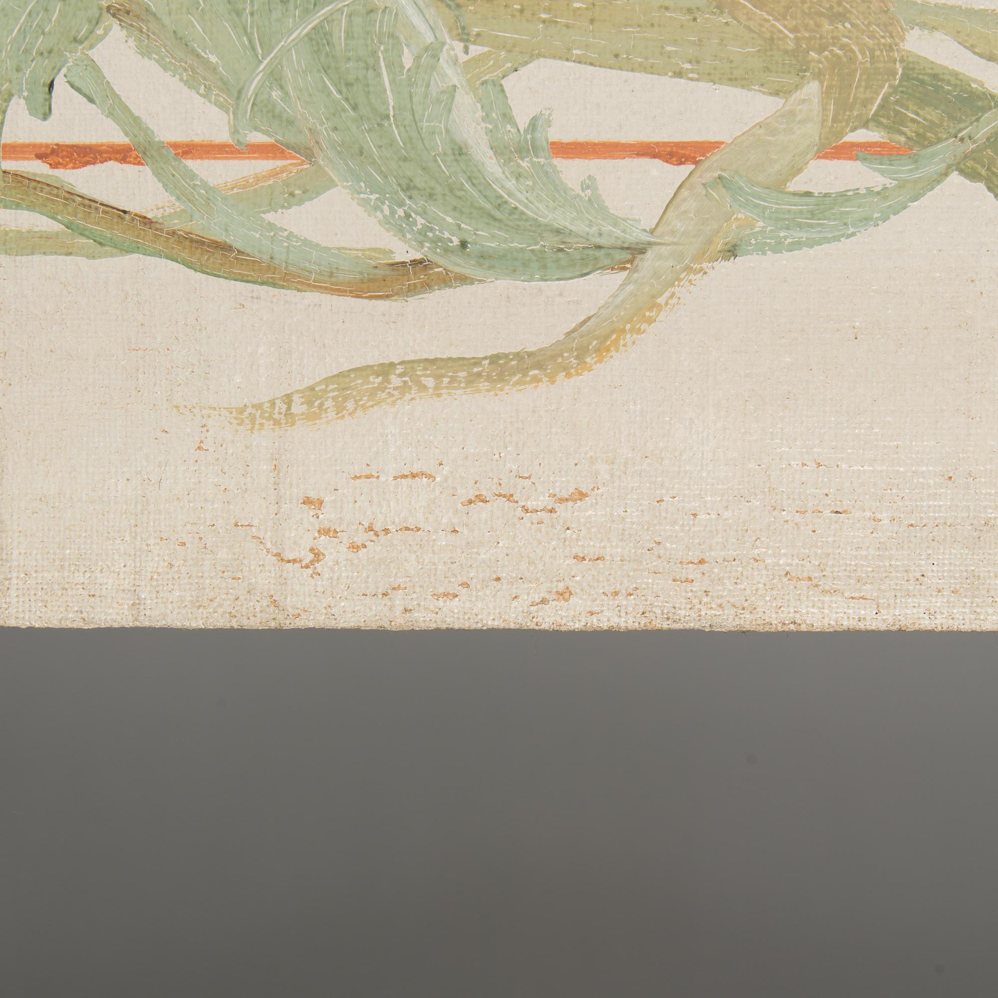 Two wallpaintings in oil on canvas, mid 20th century.