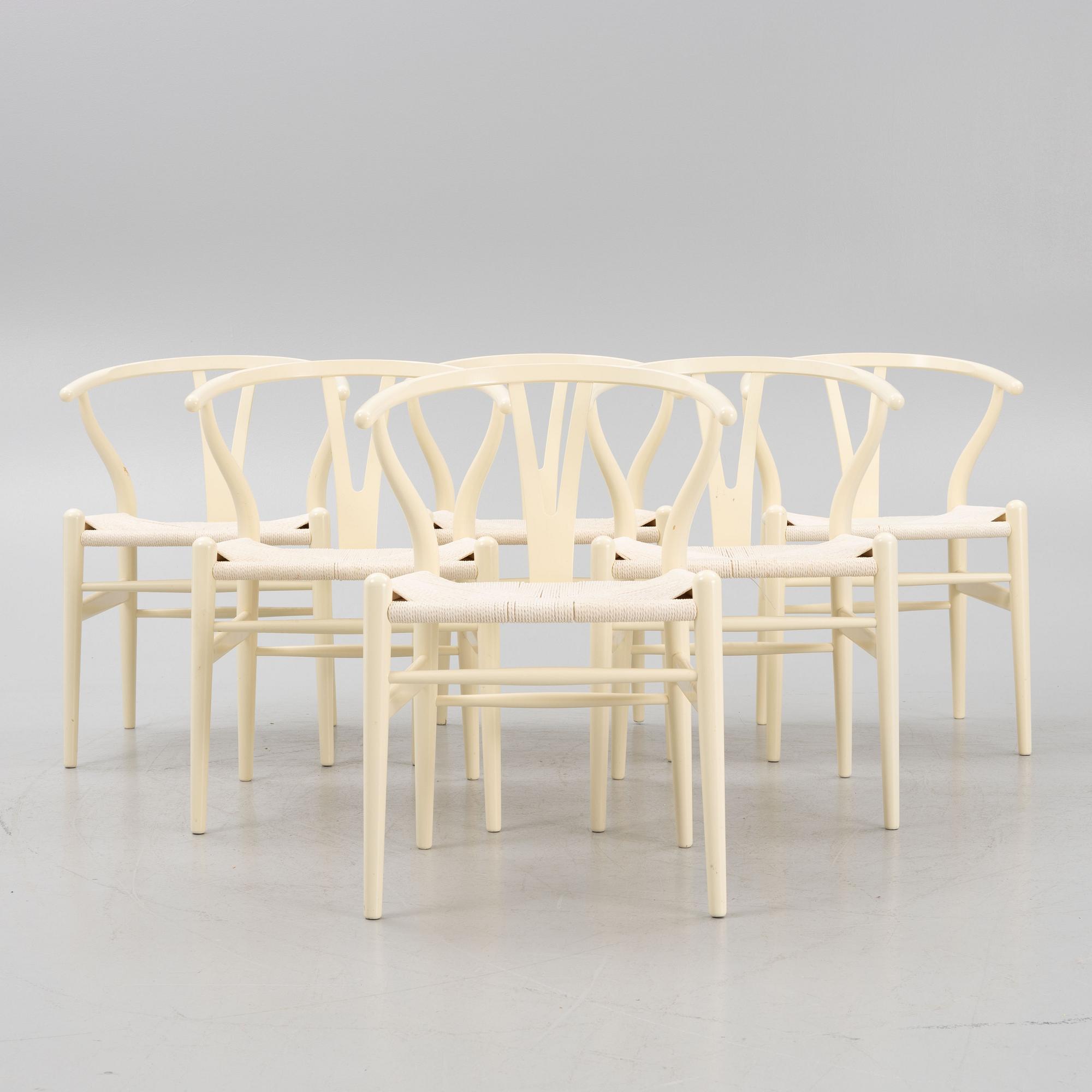 Hans J. Wegner, stolar, 6 st, modell CH24, "Y-stolen, Carl Hansen & Son, Danmark.