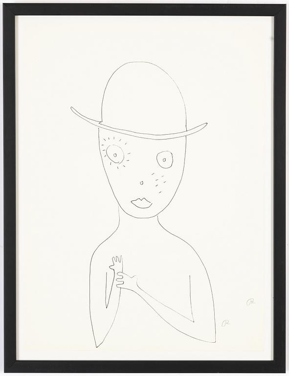 Roger Risberg, indian ink drawing, signed. Executed in 2008.