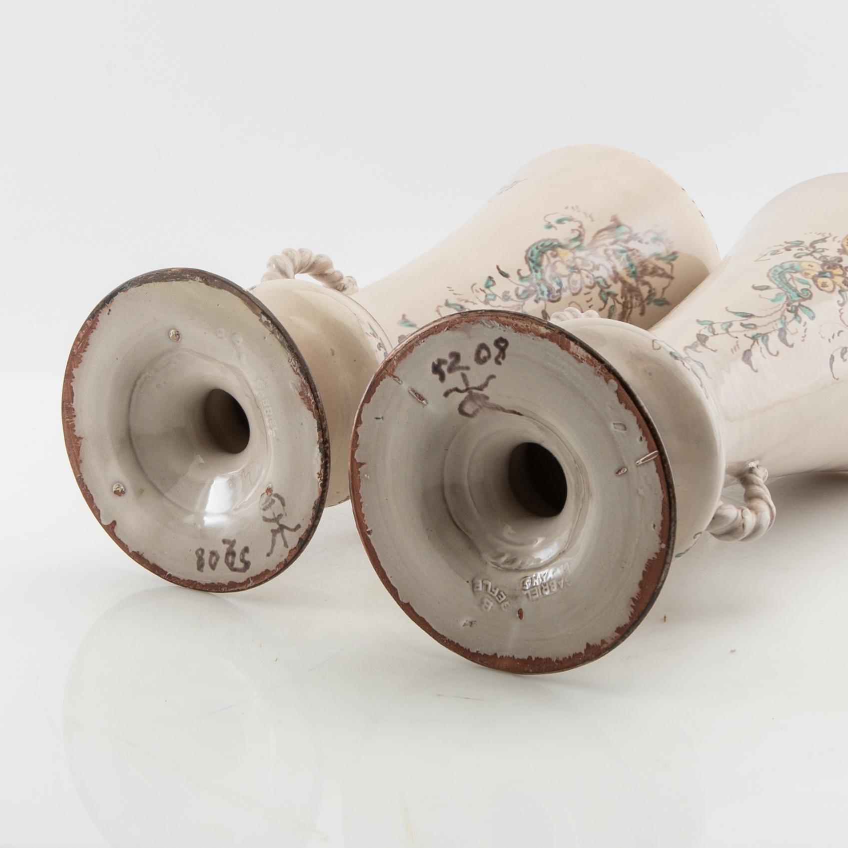 Vases a pair of Gabriel faience Gefle 1920s faience.