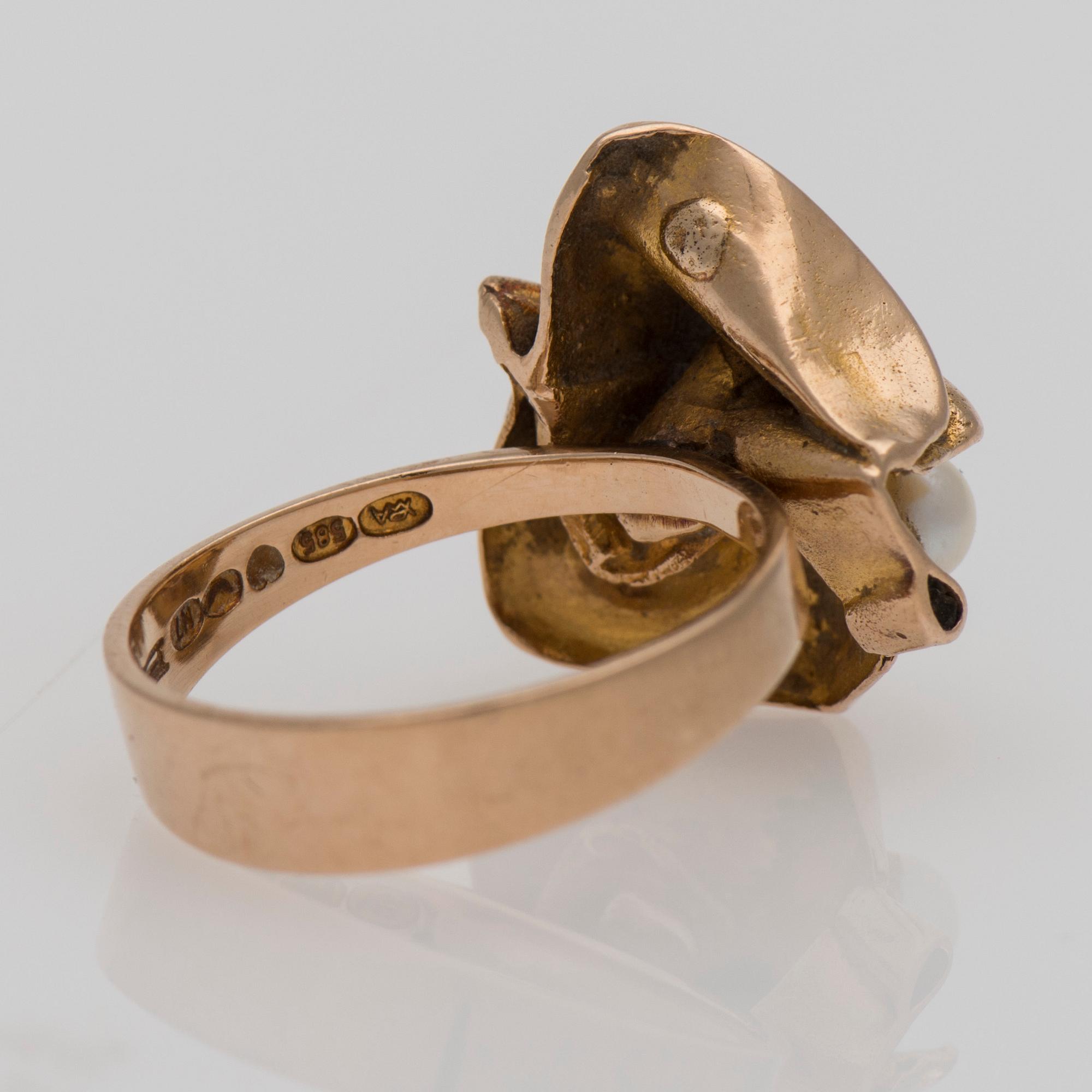 RING, 14K guld, pärlor. Björn Weckström, Lapponia. Vikt 7,1 g.