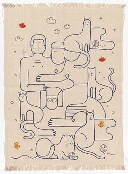 A hand-embroidered Kelim, approx carpet, c. 197 x 149 cm.